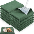 VitalCozy 10 Pcs Guinea Pig Cage Liners Washable Rat Bedding for Guinea Pigs Controlling Absorbent Waterproof Pee Pads Blanket for Rabbits Hamster Small Animal Chinchilla(Grid,18x24 Inch,Dark Green)