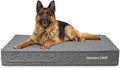 The Dog’s Bed Orthopedic Memory Foam Dog Bed for XL Dogs, Waterproof Washable Cover, Anti-Slip Base, Calming Surface – CertiPUR-Certified Foam, Grey Linen, 6 Inch Thick