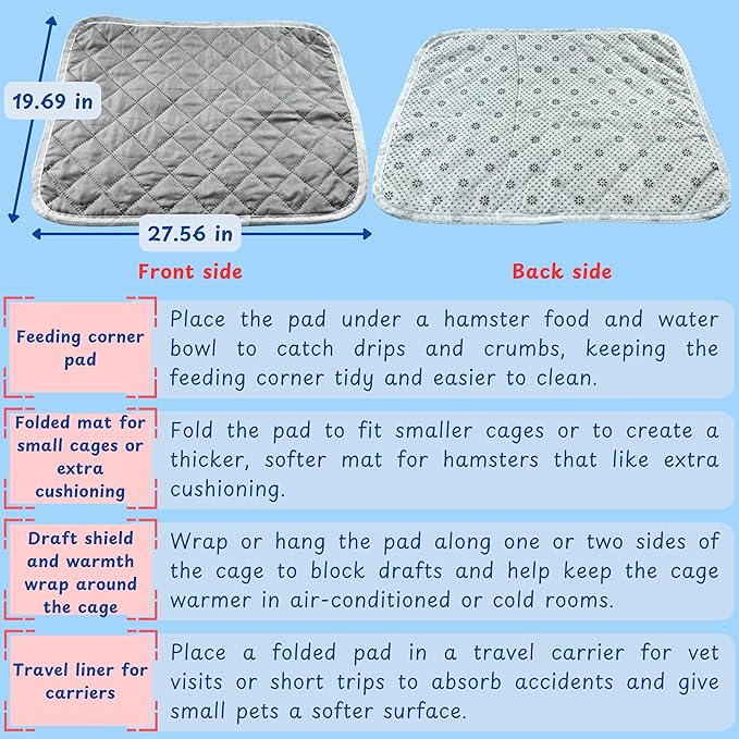 Hamster No Drip Water Bottle Bowl, Water Bottle Stand with Cleaning Mat, 2 In 1 Automatic Drinking Feeder, Hamster Cage Accessories, Rat Enrichment Toys, Guinea Pig Accessories for Cage (Mat, 28"x20")
