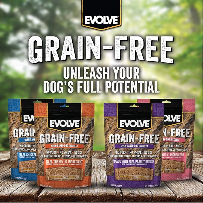 Evolve Grain Free Dog Biscuits with Real Peanut Butter and Molasses