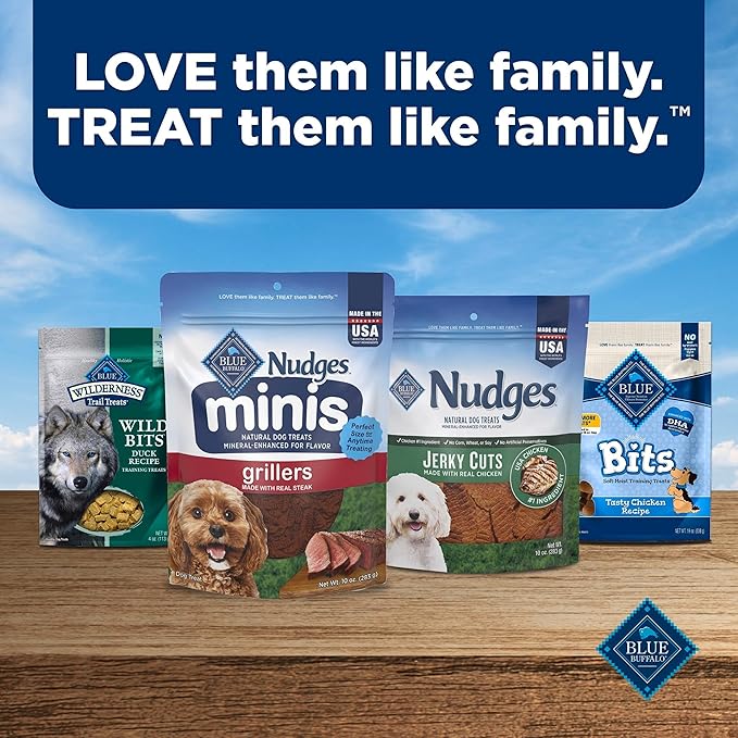 Blue Buffalo Nudges Minis Grillers Made with Real Steak, Natural Dog Treats Mineral-Enhanced for Flavor, 10 oz. Bag
