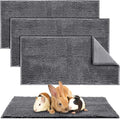 Amylove 4 Pcs Guinea Pig Cage Liner Washable Fleece Pee Pads Pet Dog Cat Bedding Training Mat for Small Animal Guinea Pig Puppy Bunny Hamster(14 x 28 Inch,Rectangular,Dark Gray)
