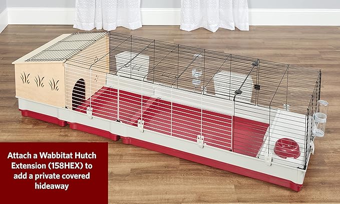 Midwest Homes for Pets Deluxe Rabbit & Guinea Pig Cage, XX-Large, White & Red