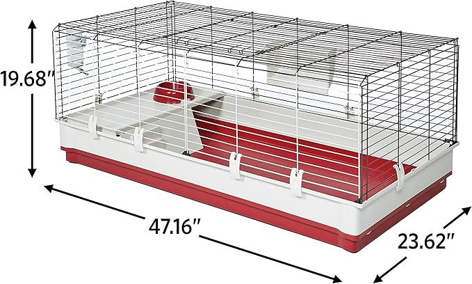 Midwest Homes for Pets Deluxe Rabbit & Guinea Pig Cage, X-Large, White & Red