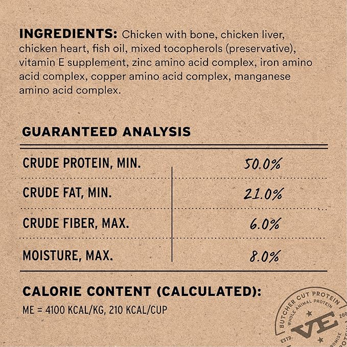 Vital Essentials Freeze Dried Dog Food, Raw Chicken Crunchy Mini Nibs | Complete Meal or Topper | 96% Chicken, Organs & Bone | Limited Ingredient, High Protein, Grain Free Dry Dog Food | 14 oz Bag