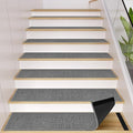 GOYLSER Peel and Sticker Stair Treads Non Slip for Wooden Steps Indoor, 15 Pack Rubber Backed Stair Pads Rug, Removable Staircase Mats Step Cover, Grey