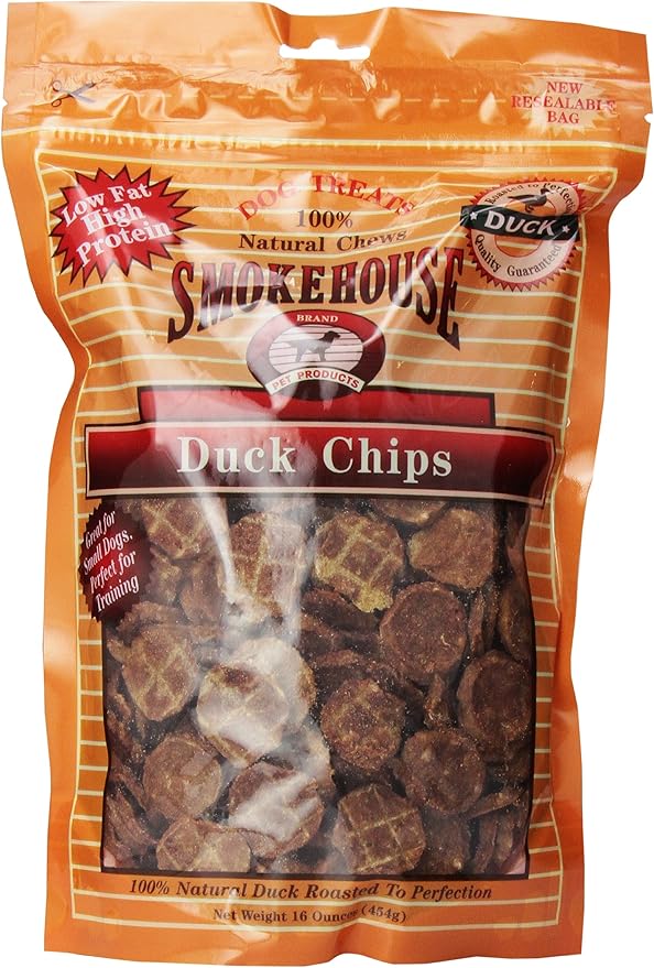 Smokehouse 100-Percent Natural Duck Chips Dog Treats, 16-Ounce