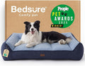 Bedsure SupportMax™ Orthopedic Dog Beds Large Sized Dog - As Seen on TV Extra Thick Supportive Large Dogs Bed with Waterproof Washable Cover, L Plus Comfort Pet Sofa with Soft Sherpa, Navy, 38"