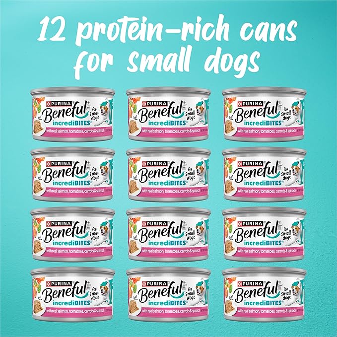 Purina Beneful Small Breed Wet Dog Food, IncrediBites Loaf With Real Salmon Recipe - (Pack of 12) 3 oz. Cans