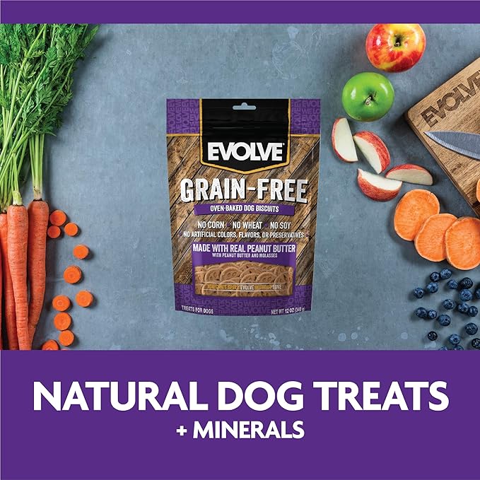 Evolve Grain Free Dog Biscuits with Real Peanut Butter and Molasses