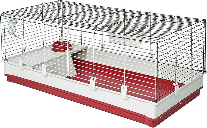 Midwest Homes for Pets Deluxe Rabbit & Guinea Pig Cage, X-Large, White & Red