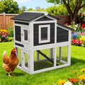 Chicken Coop, Chicken Run, Duck Coop Outdoor Chicken Coop for 2-4 Chickens Wooden Hen House Poultry Pet Hutch Run Cage (White)