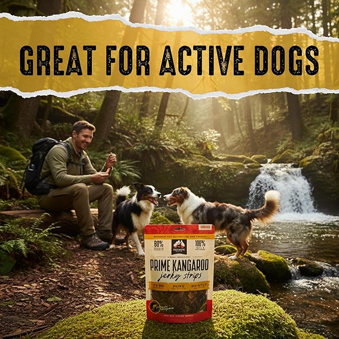 | Prime Kangaroo Dog Treats Jerky Strips | Single Ingredient Air Dried Natural Dog Treats (7.05 oz)