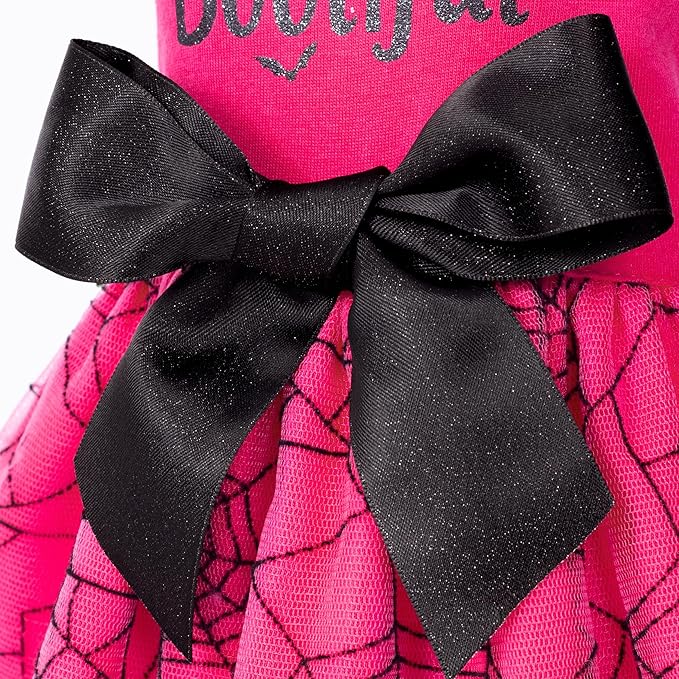 Fitwarm Little Miss Bootiful Halloween Dog Dress, Funny Costumes for Small Dogs Girl, Pet Outfit, Black, Hot Pink, XXS