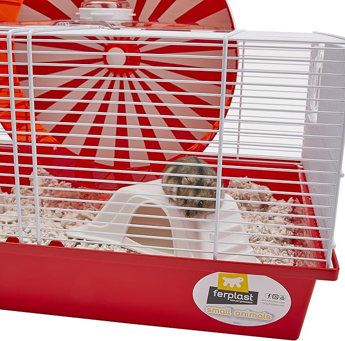 Ferplast "Coney Island Theme Modular Hamster Cage Featuring XXL 11.75-Inch Diameter Exercise Wheel, Includes All Accessories, 19.7L x 13.8W x 9.8H Inches,