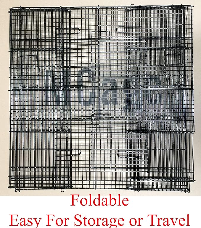 Large 3-Levels Foldable Ferret Chinchilla Sugar Glider Rats Animal Chew Free Metal Carrier Travel Cage with Narrow 3/8" Wire Bar Spacing Prevent Escape and Stuck Shelves and Ladders Included