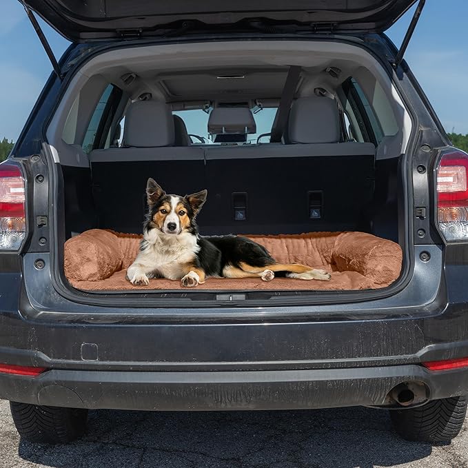 PETMAKER Couch Cover for Dogs Washable - 45x45in Plush Dog Couch Cover Protector for Large Pets - Washable Pet Furniture Protector with Foam Bolster and Non-Slip Bottom - Puppy Essentials (Beige)