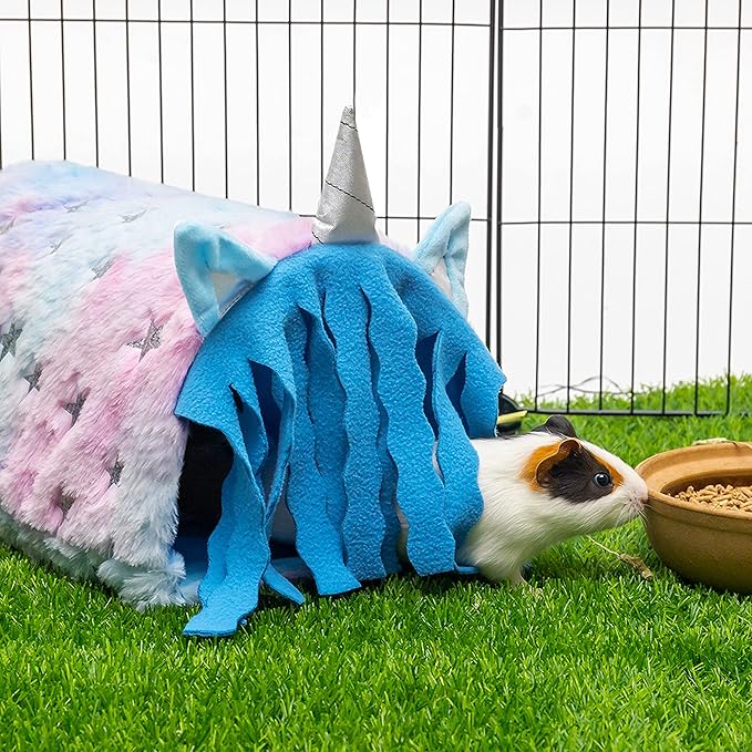 Guinea Pig Hideout - Fleece Tunnel House Cage Accessories for Rat Hamster Hedgehog Chinchilla Small Animal - Playing Sleeping Hunting Resting Washable Tube Bedding Habitats