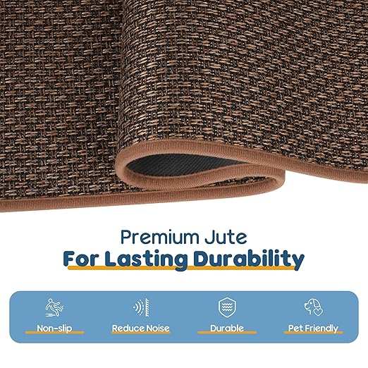 GOYLSER Peel and Stick Stair Treads with Rubber Backed Pack of 15, Jute Stair Rug Staircase Step Treads, Reusable Stair Pads Step Mats for Bare Feet, 30"x8", Light Brown