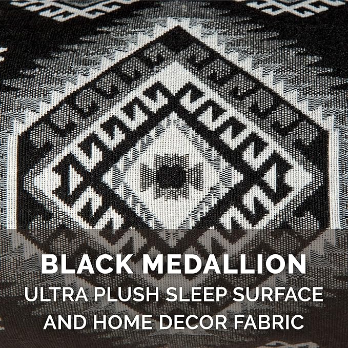 FurHaven Supportive Memory Foam Sofa Dog Bed with Washable & Removable Cover - Plush/Woven - Black Medallion, Dogs Up to 55 lbs - Large