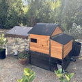 Chicken Coop All-Iron Frame Large Hen House Mobile Poultry Cage with Nesting Box,Metal Run,Waterproof Rain Cover Duck Coop, 85"
