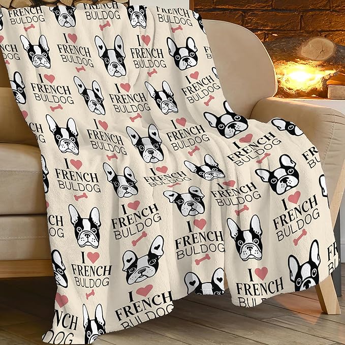 Boston Terrier Throw Blanket French Bulldog Frenchie Puppy Stuff Gifts for Dog Lover Kids Girls Boys Adults Women Men Soft Cozy Warm Plush Fluffy Fuzzy Fleece Blanket Decor 50''X60''