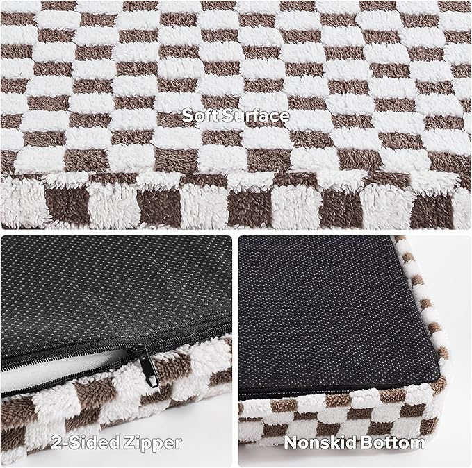 JOEJOY Dog Bed for Medium Dogs, Large Orthopedic Dog Bed with Removable Washable Cover, Cute Modern Plush & Memory Egg Crate Foam Dog Bed, 30 x 20 inch, Cofffee