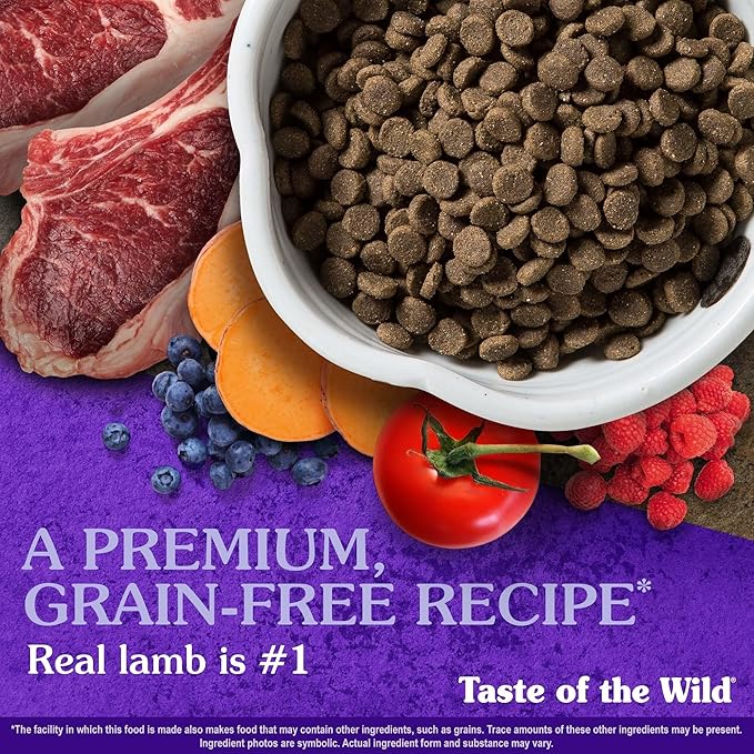 Taste of the Wild Sierra Mountain Grain-Free Canine Recipe with Roasted Lamb Dry Dog Food for All Life Stages, Made with High Protein from Real Lamb and Guaranteed Nutrients and Probiotics 28lb