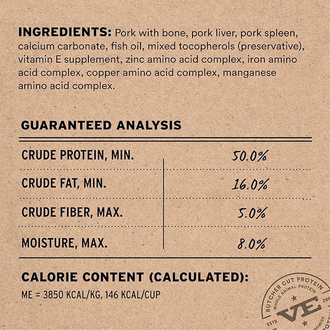 Vital Essentials Freeze Dried Dog Food, Raw Pork Soft Nibs | Complete Meal or Topper | 99% Pork, Organs & Bone | Limited Ingredient, High Protein, Grain Free Dry Dog Food | 14 oz Bag