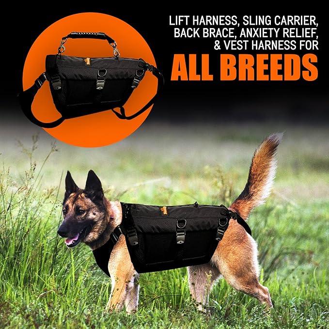 NeoAlly Sturdy Dog Lift Harness Full Body Support & Mobility Aids System - 5-in-1 Lifting Support, Carry Sling, Vest Harness, Back Brace, and Anxiety Vest - Endorsed by Shark Tank (X-Large (Pro))