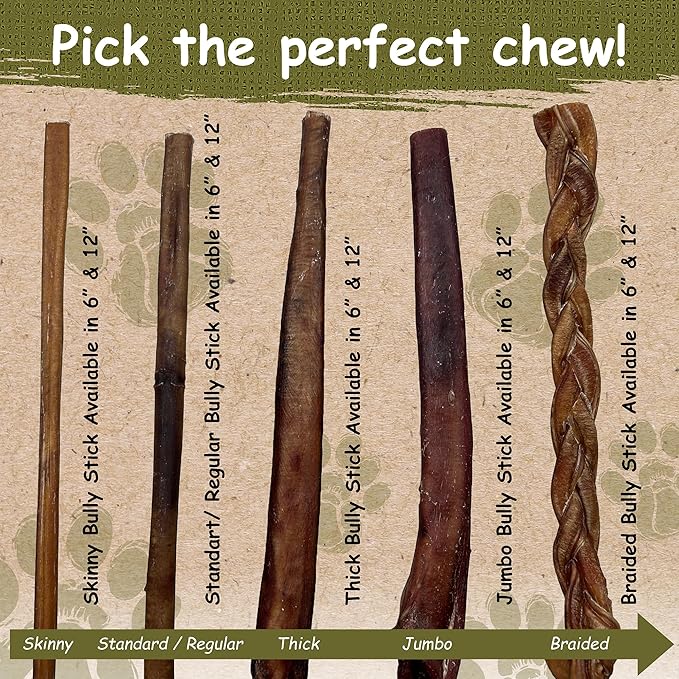 Top Dog Chews- 12 Inch Odor-Free Bully Sticks, 100% Natural Angus Beef, Free Range, Grass Fed, High Protein, Supports Dental Health & Easily Digestible, Thick Dog Treat, 24 Pack
