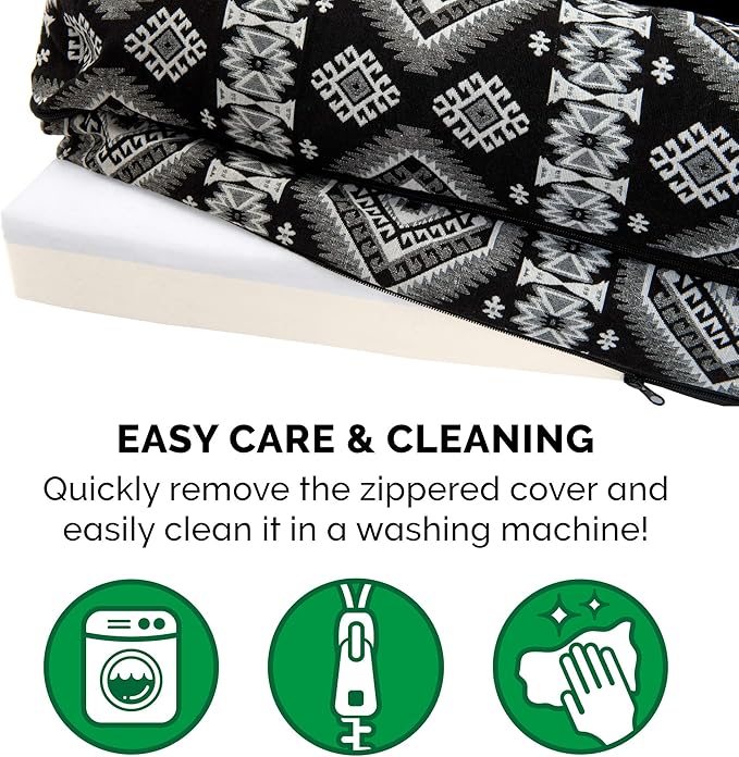 FurHaven Supportive Memory Foam Sofa Dog Bed with Washable & Removable Cover - Plush/Woven - Black Medallion, Dogs Up to 55 lbs - Large