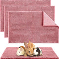 Amylove 4 Pcs Guinea Pig Cage Liner Washable Fleece Pee Pads Pet Dog Cat Bedding Training Mat for Small Animal Guinea Pig Puppy Bunny Hamster(16 x 24 Inch,Rectangular,Pink)