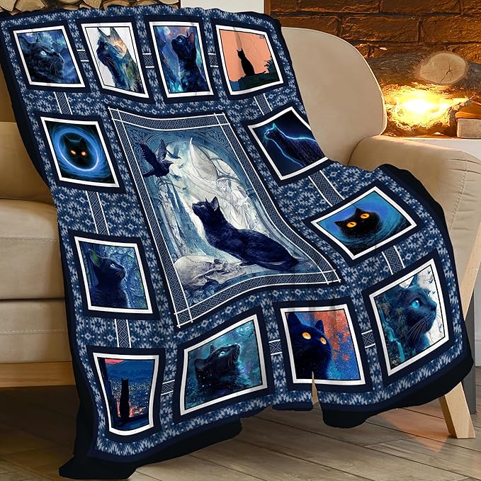 Cat Throw Blanket Cat Stuff Gifts for Kids Girls Boys Adults Women Men Soft Cozy Warm Plush Fluffy Fuzzy Fleece Blanket Decor 50''X60''