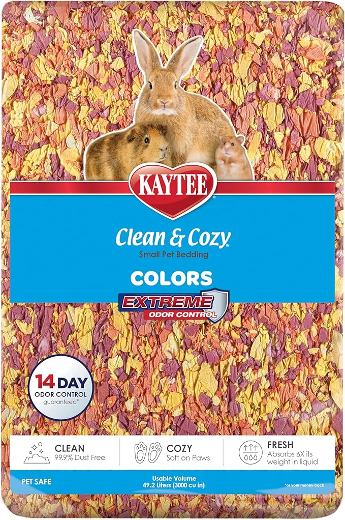 Kaytee Clean & Cozy Colors, Small Animal Bedding with Extreme Odor Control, Sunset 49.2 Liters