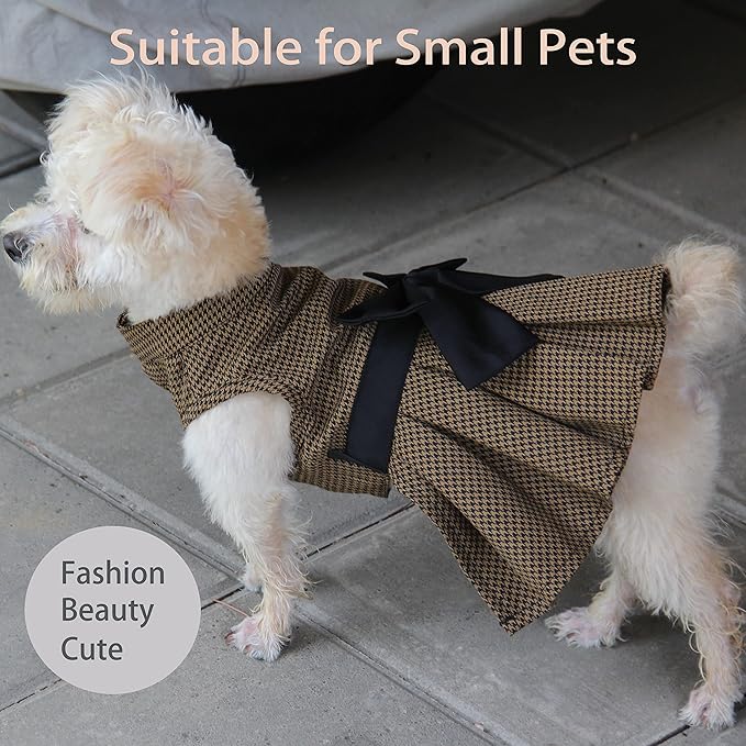 Pet Dresses for Small Dogs Cats Girl, Cute Princess Bowknot Dress Puppy Shirt All Weather Skirt Clothes Cat Apparel for Birthday Wedding Party Holiday (XX-Small, Yellow&Black)