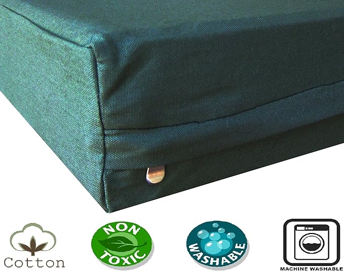 Dogbed4less Jumbo Orthopedic Memory Foam Dog Bed for Extra Large Dogs with Durable Green Canvas Cover, Waterproof Liner and Extra Brown Microsuede Antislip Pet Bed Duvet, Gel Cooling 55"X47"X4" Pad.