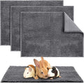 Amylove 4 Pcs Guinea Pig Cage Liner Washable Fleece Pee Pads Pet Dog Cat Bedding Training Mat for Small Animal Guinea Pig Puppy Bunny Hamster(16 x 24 Inch,Rectangular,Dark Gray)