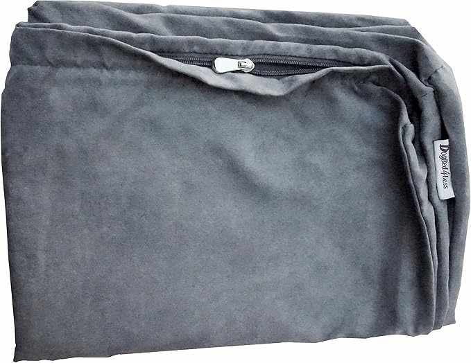 Dogbed4less Medium Memory Foam Dog Bed Pillow with Orthopedic Comfort, Waterproof Liner and Grey Microsuede Pet Bed Cover 37X27 Inches
