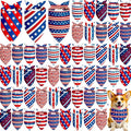 Weewooday 50 Pcs 4th of July Dog Bandanas Bulk for Patriotic American Striped Star Red White and Blue Independence Day Flag Scarf for Small Medium Large Outfit(Striped Star, 25.6 x 17.7 x 17.7 Inch)