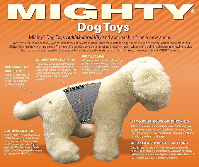 MIGHTY- Massive - Squeaker-Multiple Layers. Made Durable, Strong & Tough. Interactive Play Dog Toy (Tug, Toss & Fetch). Machine Washable & Floats. (Rabbit, Massive 2 Pack)