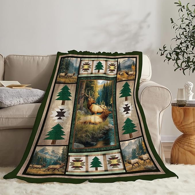 Deer Throw Blanket Deer Elk Stuff Gifts for Kids Girls Boys Adults Women Men Soft Cozy Warm Plush Fluffy Fuzzy Fleece Blanket Decor 40''X50''