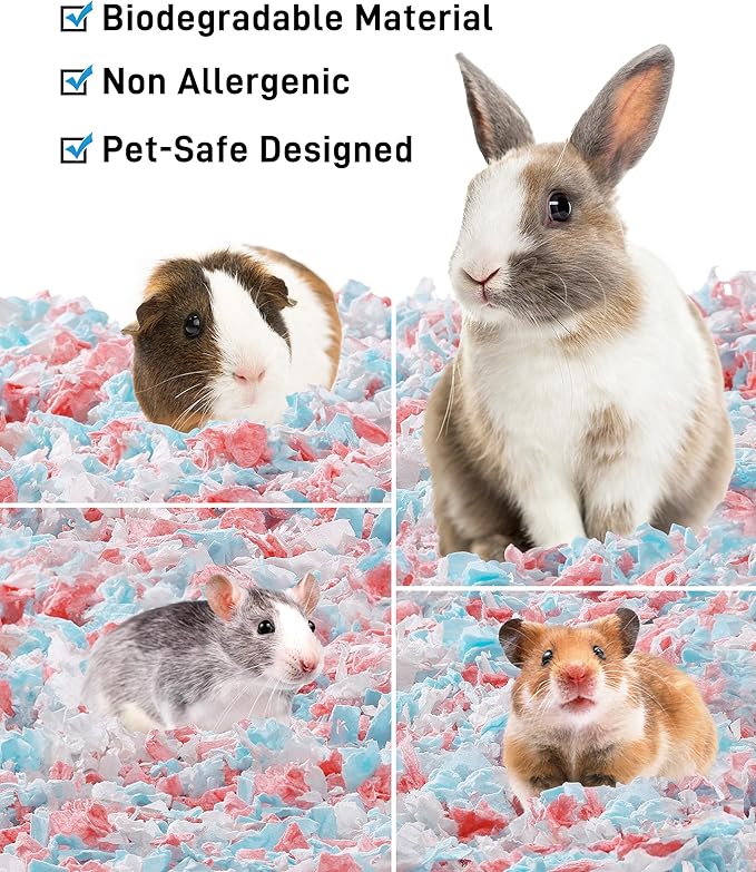 BUCATSTATE Hamster Bedding 101L, 99% Dust-Free Guinea Pig Bedding Odor Control Paper Bedding, Cozy Small Animal Bedding for Rabbit Rat Syrian Dwarf Hamsters Gerbils (Blue)