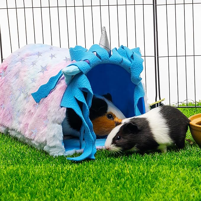 Guinea Pig Hideout - Fleece Tunnel House Cage Accessories for Rat Hamster Hedgehog Chinchilla Small Animal - Playing Sleeping Hunting Resting Washable Tube Bedding Habitats