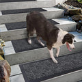Aucuda 2pcs 8.5" x 30" Stair Treads Outdoor for Elders and Dogs on Wooden Steps, Non Slip Stair Runner Rug Heat Insulation Rubber Backing, Gray Staircase Mat Carpet for Indoor Grip Farmhouse.
