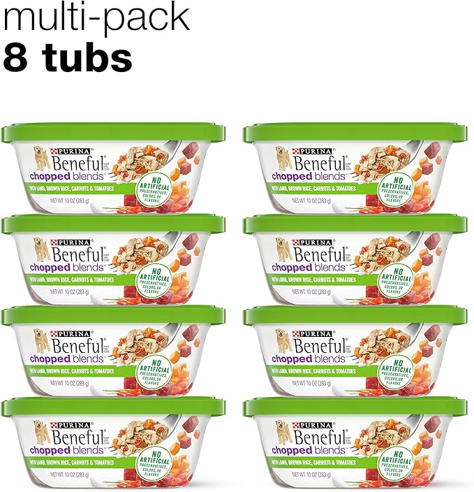 Beneful Purina Wet Dog Food, Chopped Blends with Lamb - (8) 10 oz. Tubs (Pack of 2)