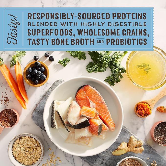 Stella & Chewy's SuperBlends Raw Coated Wholesome Grains Wild-Caught Whitefish & Salmon Recipe with Superfoods, 3.5 lb. Bag