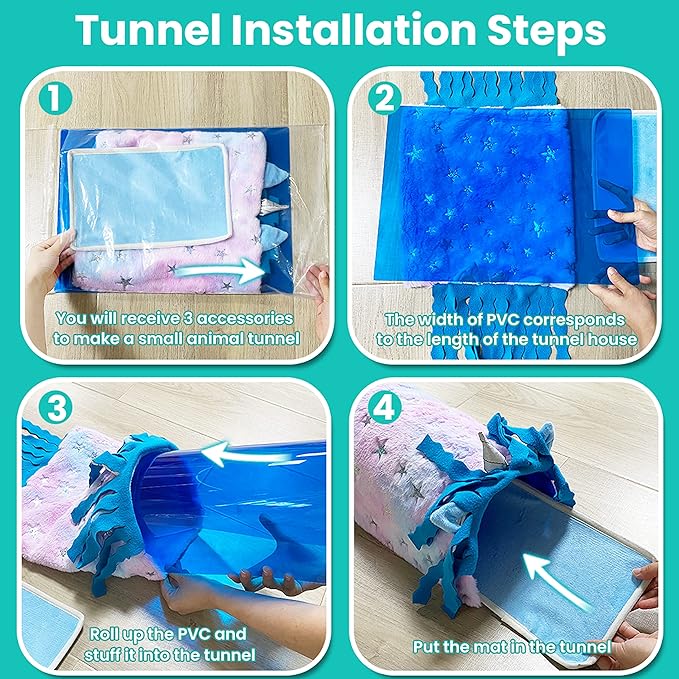 Guinea Pig Hideout - Fleece Tunnel House Cage Accessories for Rat Hamster Hedgehog Chinchilla Small Animal - Playing Sleeping Hunting Resting Washable Tube Bedding Habitats