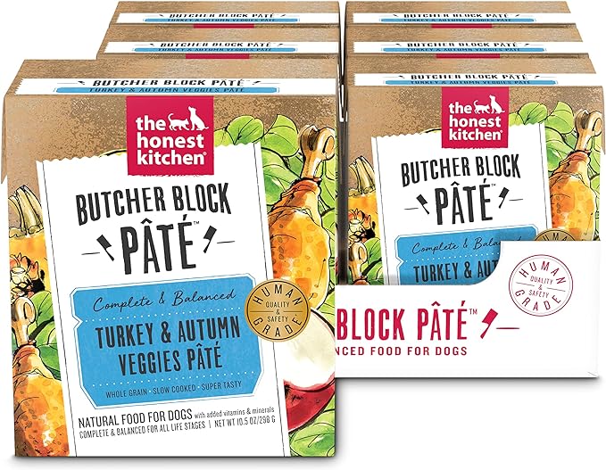 The Honest Kitchen Human Grade Butcher Block Pâté: Turkey & Autumn Veggies Wet Dog Food, 10.5 oz (Pack of 6)