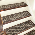 COSY HOMEER Soft Stair Treads Non-Slip Carpet Mat 28inX9in Indoor Stair Runners for Wooden Steps,Stair Rugs for Kids and Dogs, 100% Polyester TPE Backing 10pcs,Brown,Rhombus